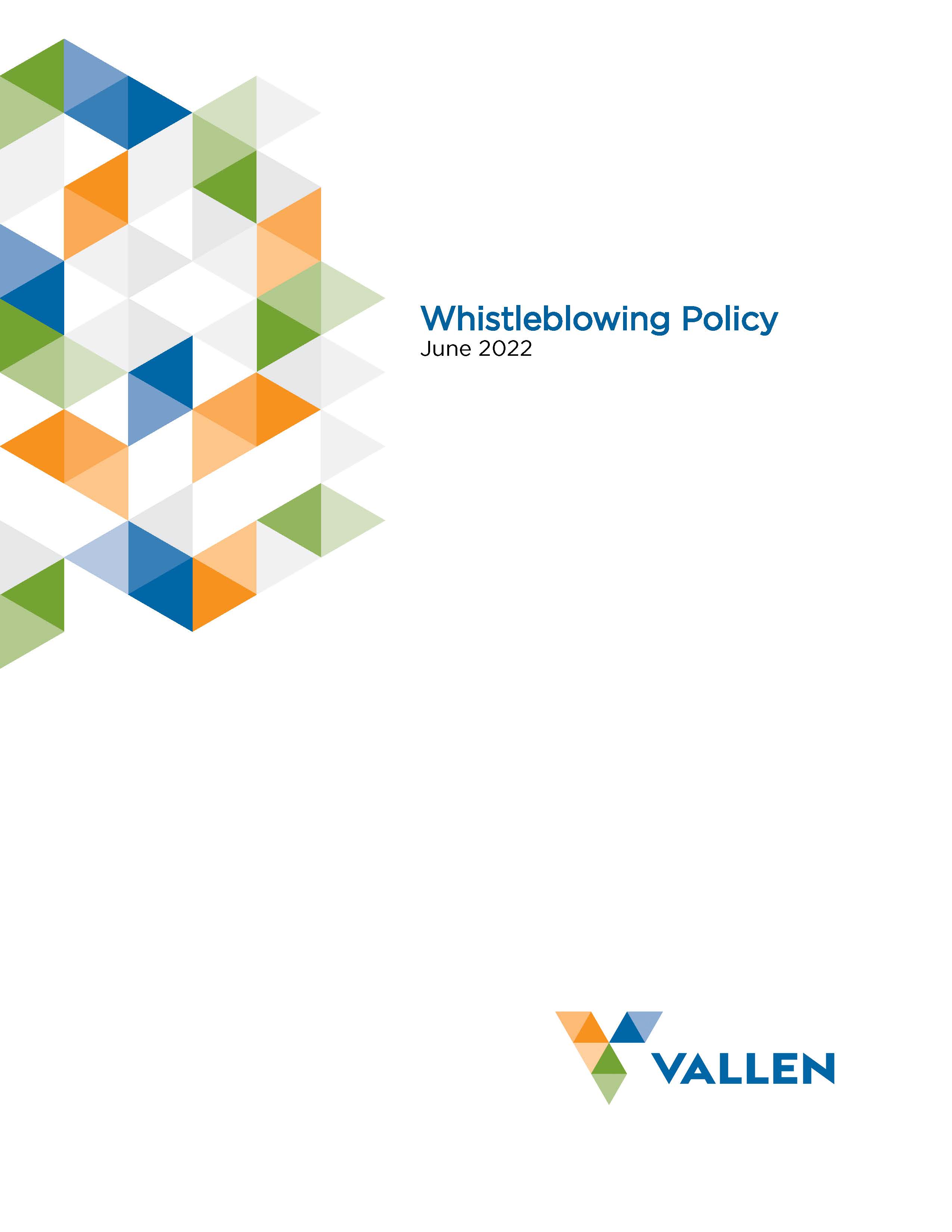 Vallen Whistleblowing Policy 2022_Cover Thumbnail
